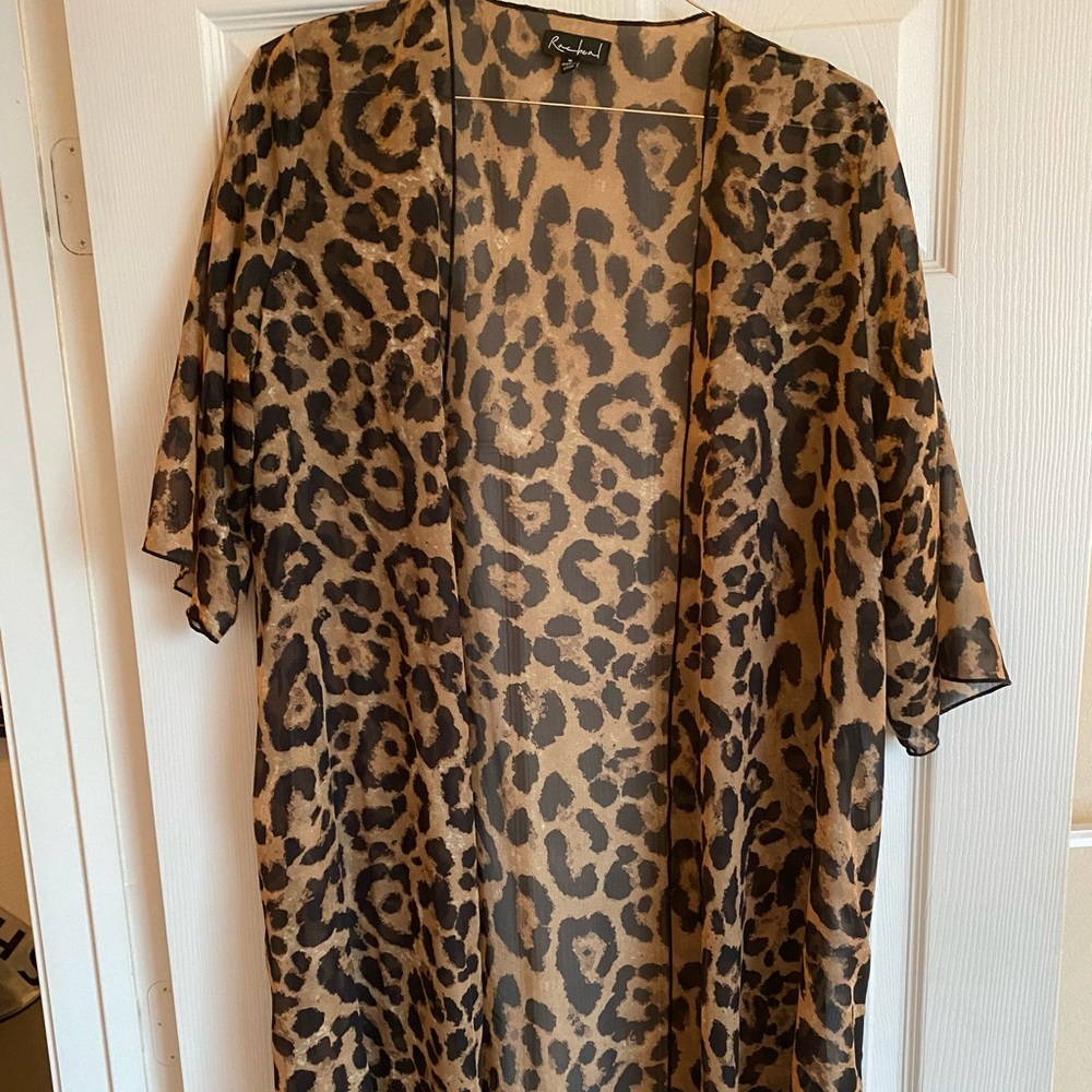 Knee length sheer animal print coverup